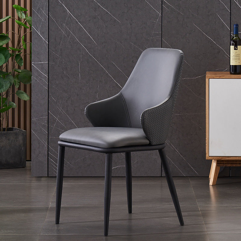 Modern Leather Dining Side Chairs Indoor Upholstered Arm Chair with Black Legs Clearhalo ' kitchen&dining_furn' 'Dining Chairs' 'Dining Tables & Seating' 'dining_chair' 'furn' 'furn_dining_chair' 'Furniture' 'furniture_dining_chair' 'Kitchen & Dining Furniture' 'kitchen' 3468818