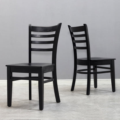 Traditional Wood Dining Side Chair 16.5'' Wide Ladder Back Chair for Home Use Black 2 Piece Set Clearhalo ' kitchen&dining_furn' 'Dining Chairs' 'Dining Tables & Seating' 'dining_chair' 'furn' 'furn_dining_chair' 'Furniture' 'furniture_dining_chair' 'Kitchen & Dining Furniture' 'kitchen' 3468826