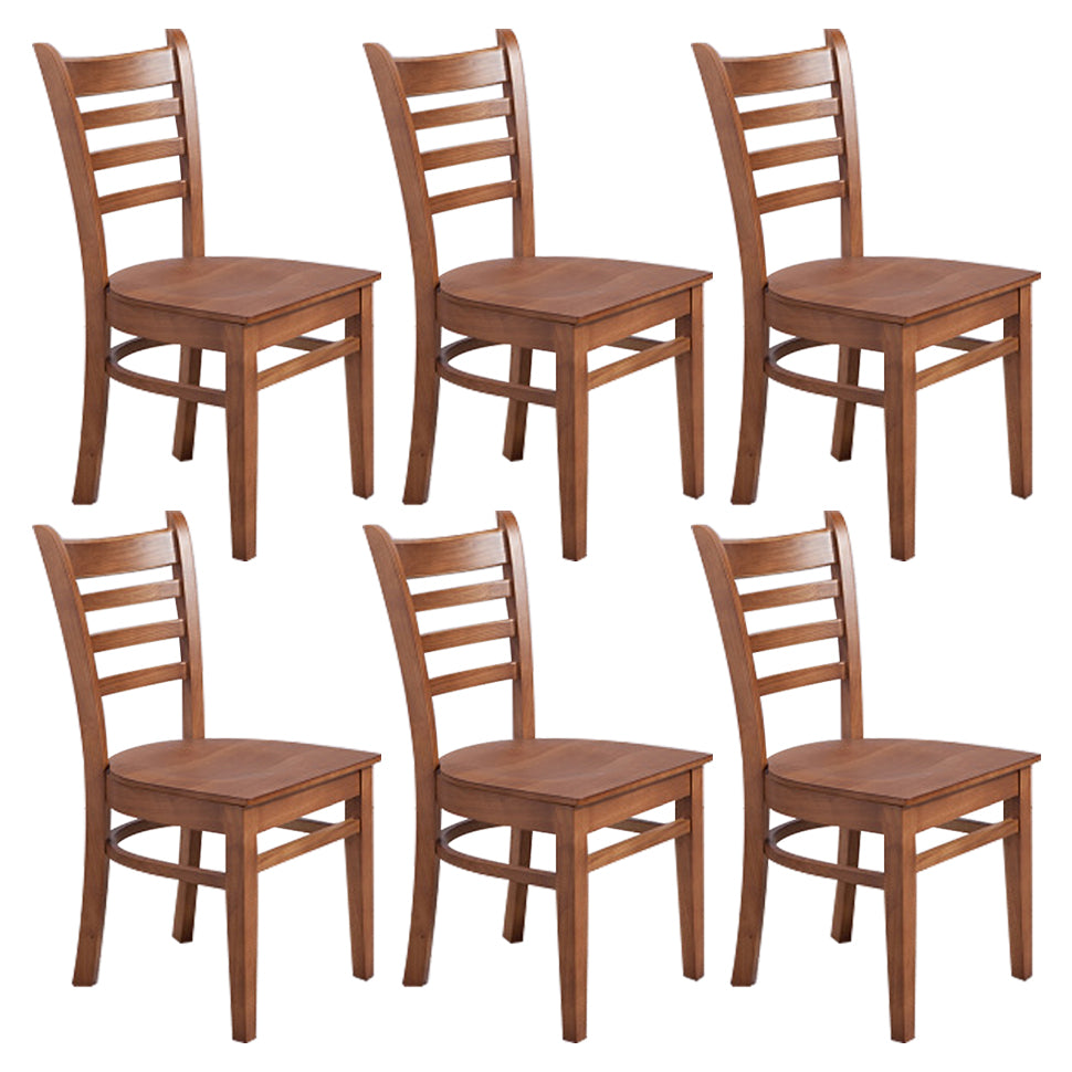 Traditional Wood Dining Side Chair 16.5'' Wide Ladder Back Chair for Home Use Walnut 6 Piece Set Clearhalo ' kitchen&dining_furn' 'Dining Chairs' 'Dining Tables & Seating' 'dining_chair' 'furn' 'furn_dining_chair' 'Furniture' 'furniture_dining_chair' 'Kitchen & Dining Furniture' 'kitchen' 3468833