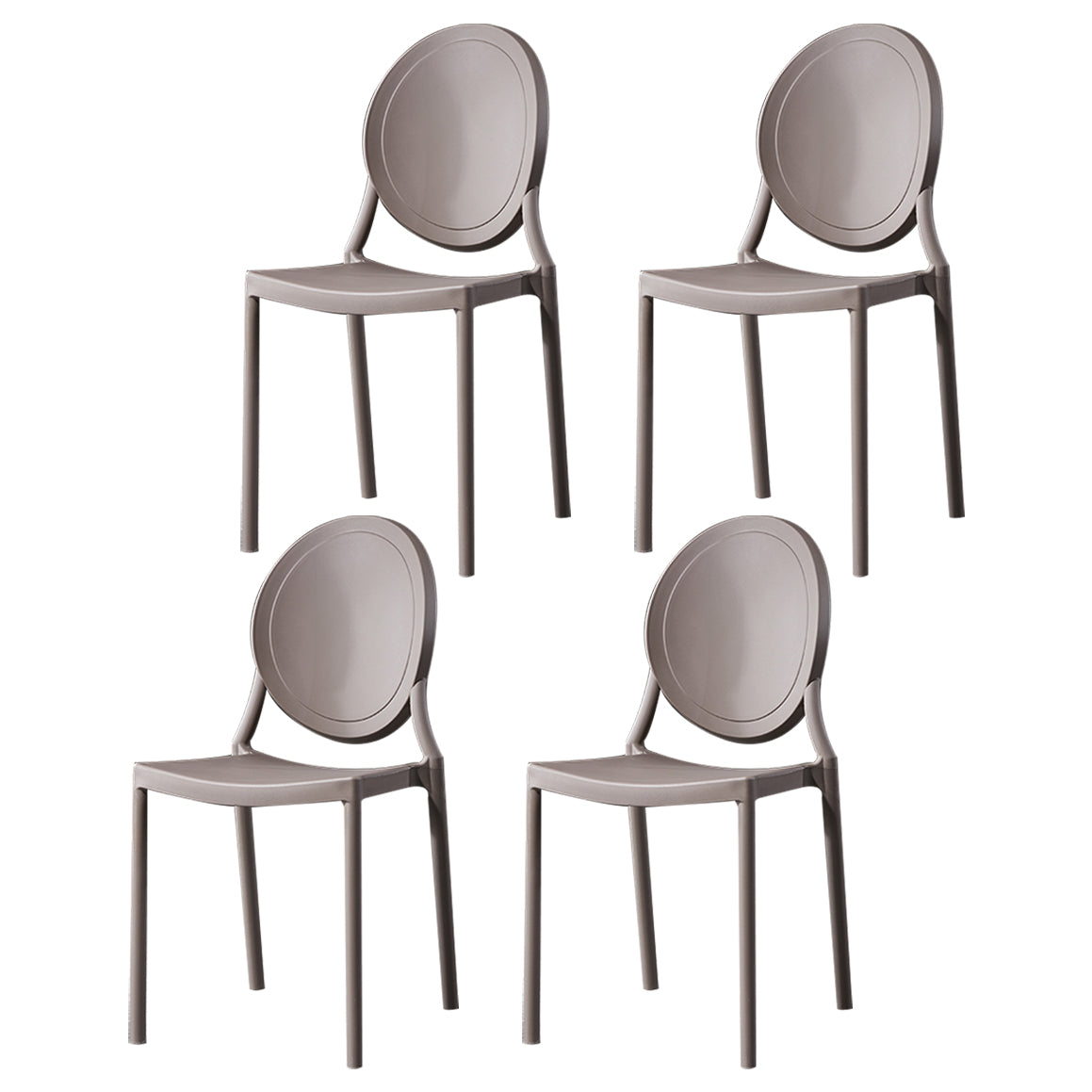 Home Scandinavian Side Chair Open Back Plastic Stackable Dining Room Chair Grey 4 Piece Set Clearhalo ' kitchen&dining_furn' 'Dining Chairs' 'Dining Tables & Seating' 'dining_chair' 'furn' 'furn_dining_chair' 'Furniture' 'furniture_dining_chair' 'Kitchen & Dining Furniture' 'kitchen' 3468851