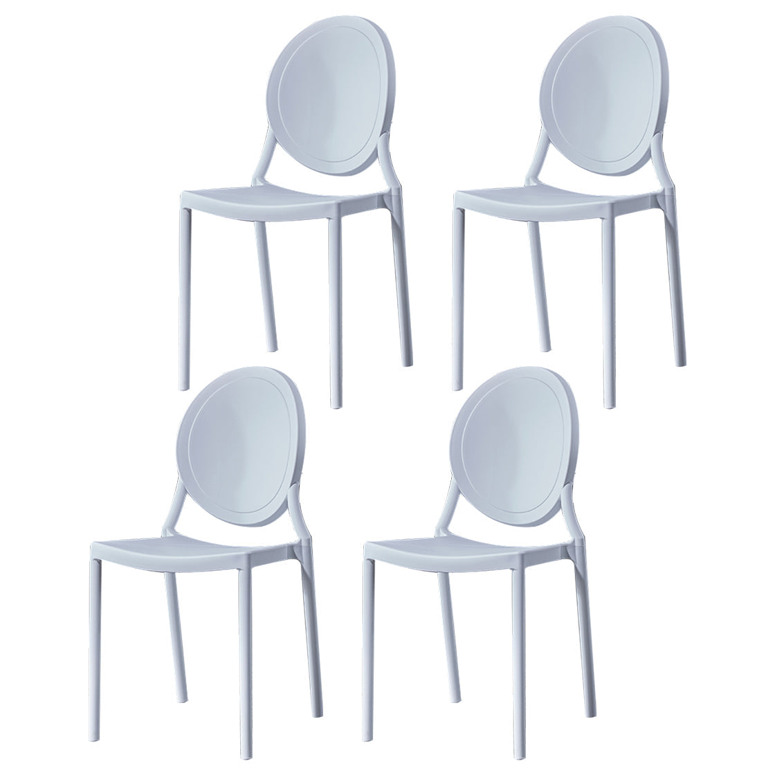 Home Scandinavian Side Chair Open Back Plastic Stackable Dining Room Chair White 4 Piece Set Clearhalo ' kitchen&dining_furn' 'Dining Chairs' 'Dining Tables & Seating' 'dining_chair' 'furn' 'furn_dining_chair' 'Furniture' 'furniture_dining_chair' 'Kitchen & Dining Furniture' 'kitchen' 3468857