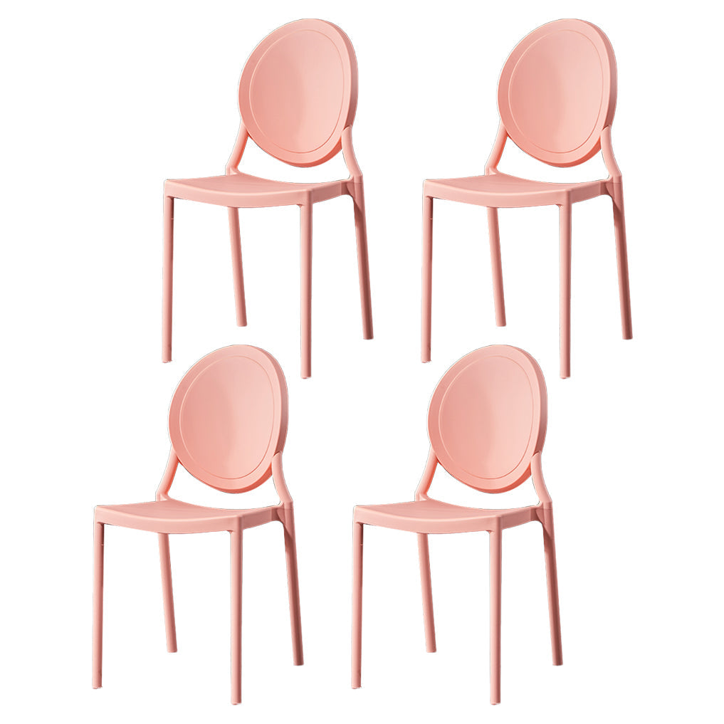 Home Scandinavian Side Chair Open Back Plastic Stackable Dining Room Chair Pink 4 Piece Set Clearhalo ' kitchen&dining_furn' 'Dining Chairs' 'Dining Tables & Seating' 'dining_chair' 'furn' 'furn_dining_chair' 'Furniture' 'furniture_dining_chair' 'Kitchen & Dining Furniture' 'kitchen' 3468860