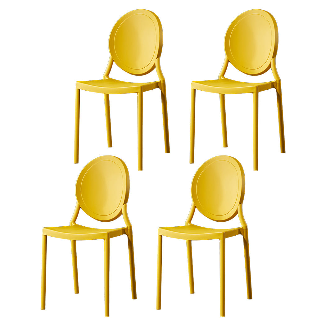 Home Scandinavian Side Chair Open Back Plastic Stackable Dining Room Chair Yellow 4 Piece Set Clearhalo ' kitchen&dining_furn' 'Dining Chairs' 'Dining Tables & Seating' 'dining_chair' 'furn' 'furn_dining_chair' 'Furniture' 'furniture_dining_chair' 'Kitchen & Dining Furniture' 'kitchen' 3468863