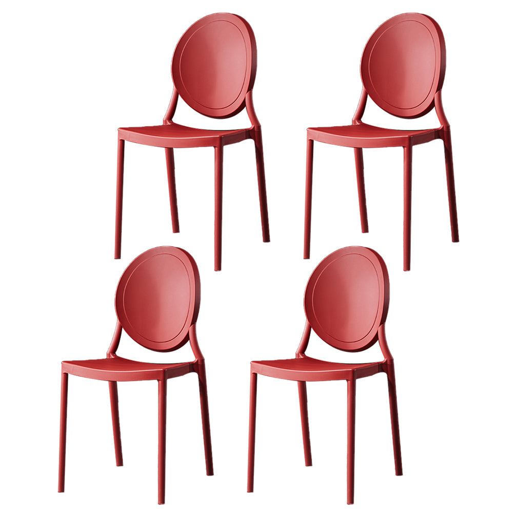 Home Scandinavian Side Chair Open Back Plastic Stackable Dining Room Chair Burgundy 4 Piece Set Clearhalo ' kitchen&dining_furn' 'Dining Chairs' 'Dining Tables & Seating' 'dining_chair' 'furn' 'furn_dining_chair' 'Furniture' 'furniture_dining_chair' 'Kitchen & Dining Furniture' 'kitchen' 3468869