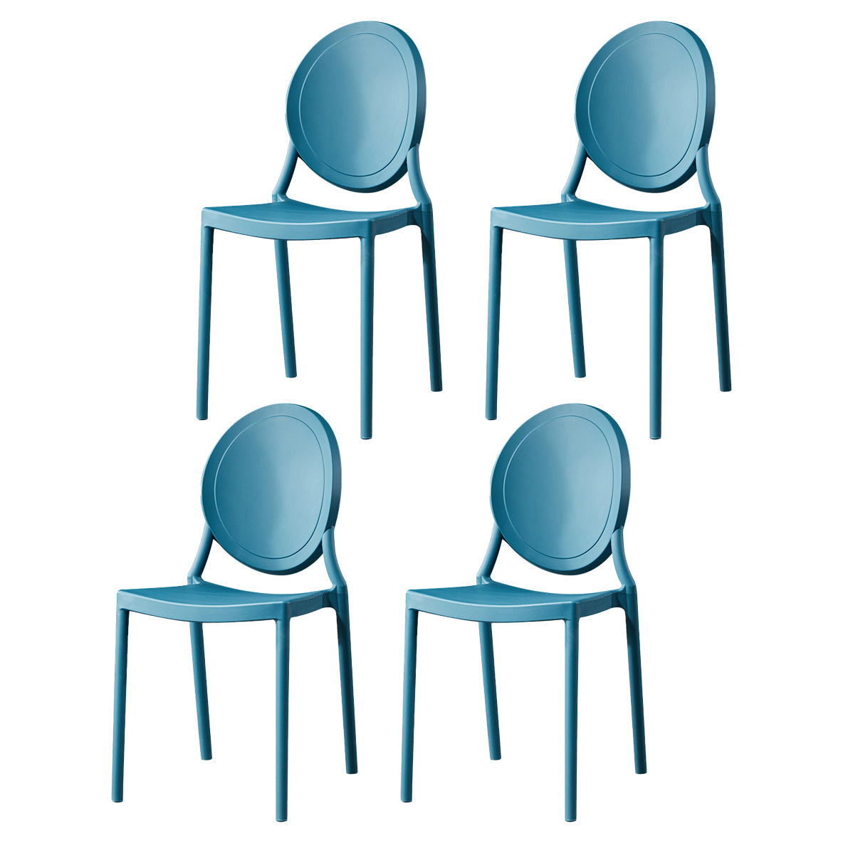 Home Scandinavian Side Chair Open Back Plastic Stackable Dining Room Chair Peacock Blue 4 Piece Set Clearhalo ' kitchen&dining_furn' 'Dining Chairs' 'Dining Tables & Seating' 'dining_chair' 'furn' 'furn_dining_chair' 'Furniture' 'furniture_dining_chair' 'Kitchen & Dining Furniture' 'kitchen' 3468871