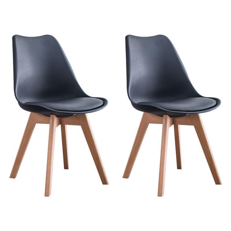 Nordic Glam Style Leather Dining Chair Armless Chair with Wooden Legs for Kitchen Black Set of 2 Clearhalo ' kitchen&dining_furn' 'Dining Chairs' 'Dining Tables & Seating' 'dining_chair' 'Furniture' 'furniture_dining_chair' 'Kitchen & Dining Furniture' 'kitchen' 3468875