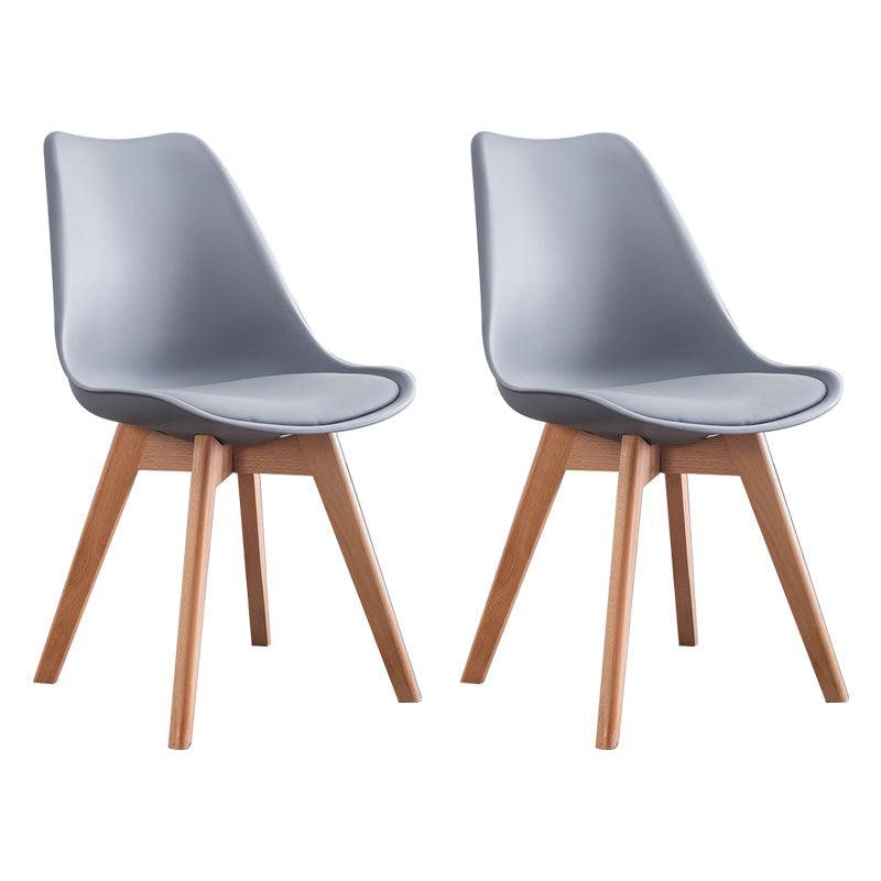 Nordic Glam Style Leather Dining Chair Armless Chair with Wooden Legs for Kitchen Grey Set of 2 Clearhalo ' kitchen&dining_furn' 'Dining Chairs' 'Dining Tables & Seating' 'dining_chair' 'Furniture' 'furniture_dining_chair' 'Kitchen & Dining Furniture' 'kitchen' 3468878