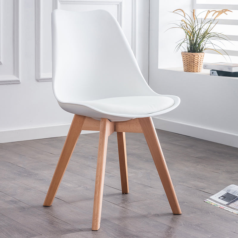 Nordic Glam Style Leather Dining Chair Armless Chair with Wooden Legs for Kitchen White 1 Piece Clearhalo ' kitchen&dining_furn' 'Dining Chairs' 'Dining Tables & Seating' 'dining_chair' 'Furniture' 'furniture_dining_chair' 'Kitchen & Dining Furniture' 'kitchen' 3468880