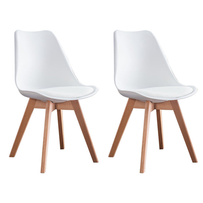 Nordic Glam Style Leather Dining Chair Armless Chair with Wooden Legs for Kitchen White Set of 2 Clearhalo ' kitchen&dining_furn' 'Dining Chairs' 'Dining Tables & Seating' 'dining_chair' 'Furniture' 'furniture_dining_chair' 'Kitchen & Dining Furniture' 'kitchen' 3468882