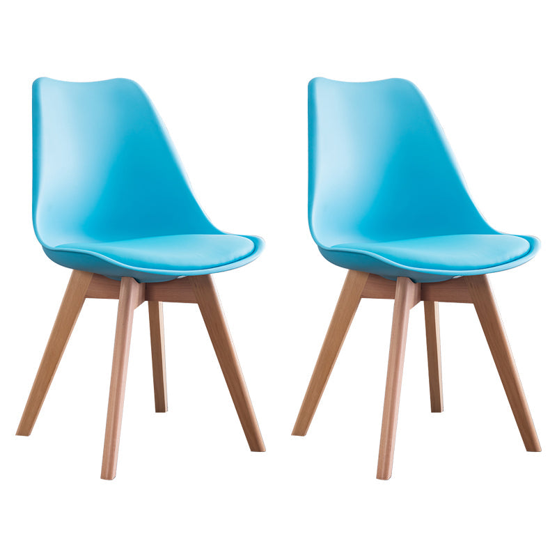 Nordic Glam Style Leather Dining Chair Armless Chair with Wooden Legs for Kitchen Blue Set of 2 Clearhalo ' kitchen&dining_furn' 'Dining Chairs' 'Dining Tables & Seating' 'dining_chair' 'Furniture' 'furniture_dining_chair' 'Kitchen & Dining Furniture' 'kitchen' 3468894