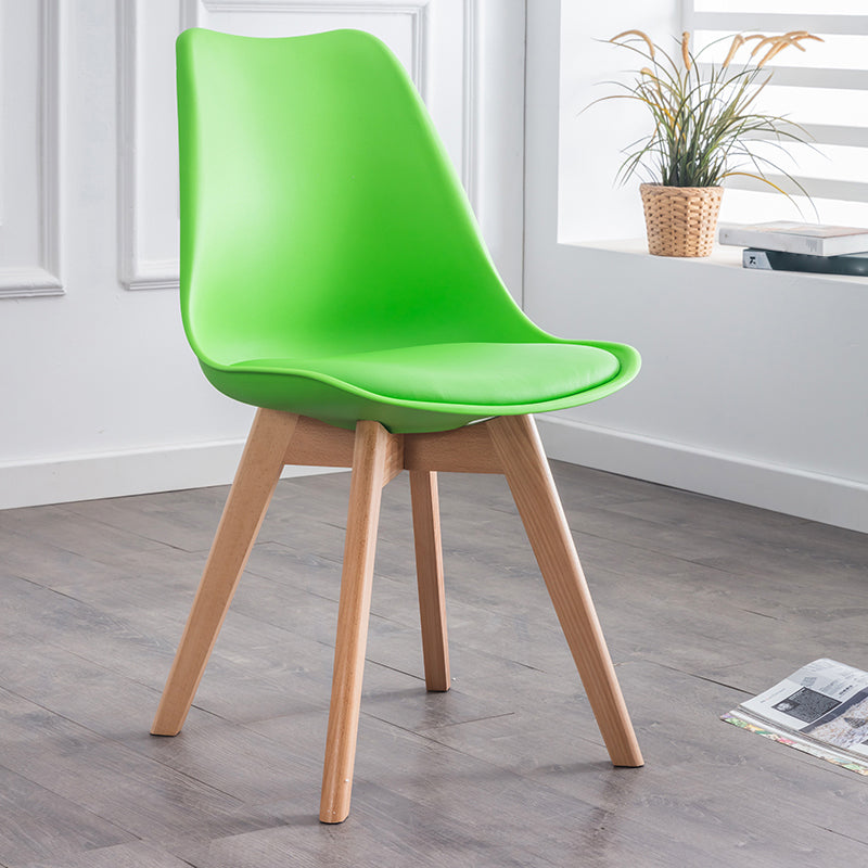 Nordic Glam Style Leather Dining Chair Armless Chair with Wooden Legs for Kitchen Green 1 Piece Clearhalo ' kitchen&dining_furn' 'Dining Chairs' 'Dining Tables & Seating' 'dining_chair' 'Furniture' 'furniture_dining_chair' 'Kitchen & Dining Furniture' 'kitchen' 3468896