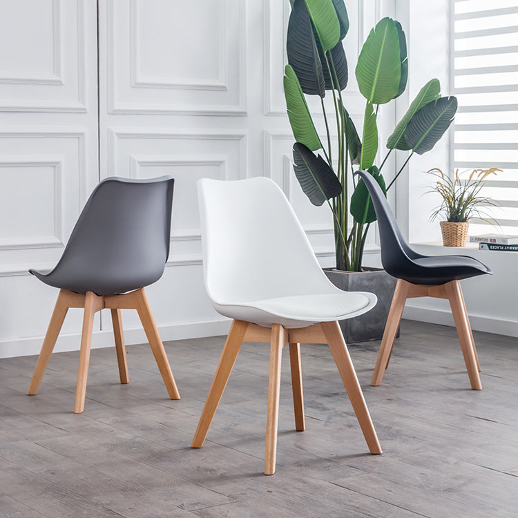 Nordic Glam Style Leather Dining Chair Armless Chair with Wooden Legs for Kitchen Clearhalo ' kitchen&dining_furn' 'Dining Chairs' 'Dining Tables & Seating' 'dining_chair' 'Furniture' 'furniture_dining_chair' 'Kitchen & Dining Furniture' 'kitchen' 3468898