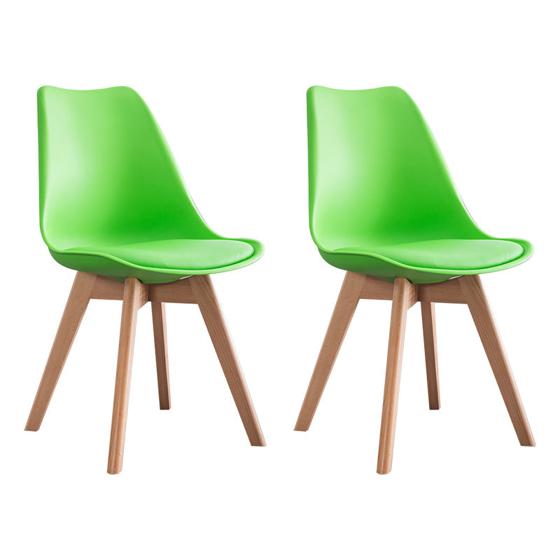 Nordic Glam Style Leather Dining Chair Armless Chair with Wooden Legs for Kitchen Green Set of 2 Clearhalo ' kitchen&dining_furn' 'Dining Chairs' 'Dining Tables & Seating' 'dining_chair' 'Furniture' 'furniture_dining_chair' 'Kitchen & Dining Furniture' 'kitchen' 3468899