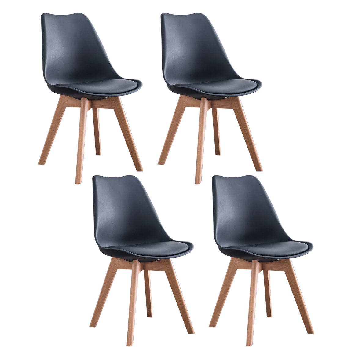 Nordic Glam Style Leather Dining Chair Armless Chair with Wooden Legs for Kitchen Black Set of 4 Clearhalo ' kitchen&dining_furn' 'Dining Chairs' 'Dining Tables & Seating' 'dining_chair' 'Furniture' 'furniture_dining_chair' 'Kitchen & Dining Furniture' 'kitchen' 3468903