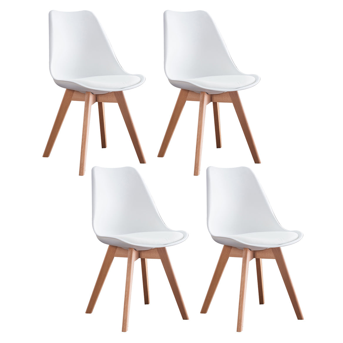 Nordic Glam Style Leather Dining Chair Armless Chair with Wooden Legs for Kitchen White Set of 4 Clearhalo ' kitchen&dining_furn' 'Dining Chairs' 'Dining Tables & Seating' 'dining_chair' 'Furniture' 'furniture_dining_chair' 'Kitchen & Dining Furniture' 'kitchen' 3468905