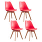 Nordic Glam Style Leather Dining Chair Armless Chair with Wooden Legs for Kitchen Red Set of 4 Clearhalo ' kitchen&dining_furn' 'Dining Chairs' 'Dining Tables & Seating' 'dining_chair' 'Furniture' 'furniture_dining_chair' 'Kitchen & Dining Furniture' 'kitchen' 3468906