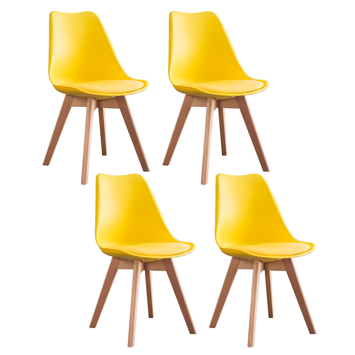 Nordic Glam Style Leather Dining Chair Armless Chair with Wooden Legs for Kitchen Yellow Set of 4 Clearhalo ' kitchen&dining_furn' 'Dining Chairs' 'Dining Tables & Seating' 'dining_chair' 'Furniture' 'furniture_dining_chair' 'Kitchen & Dining Furniture' 'kitchen' 3468907