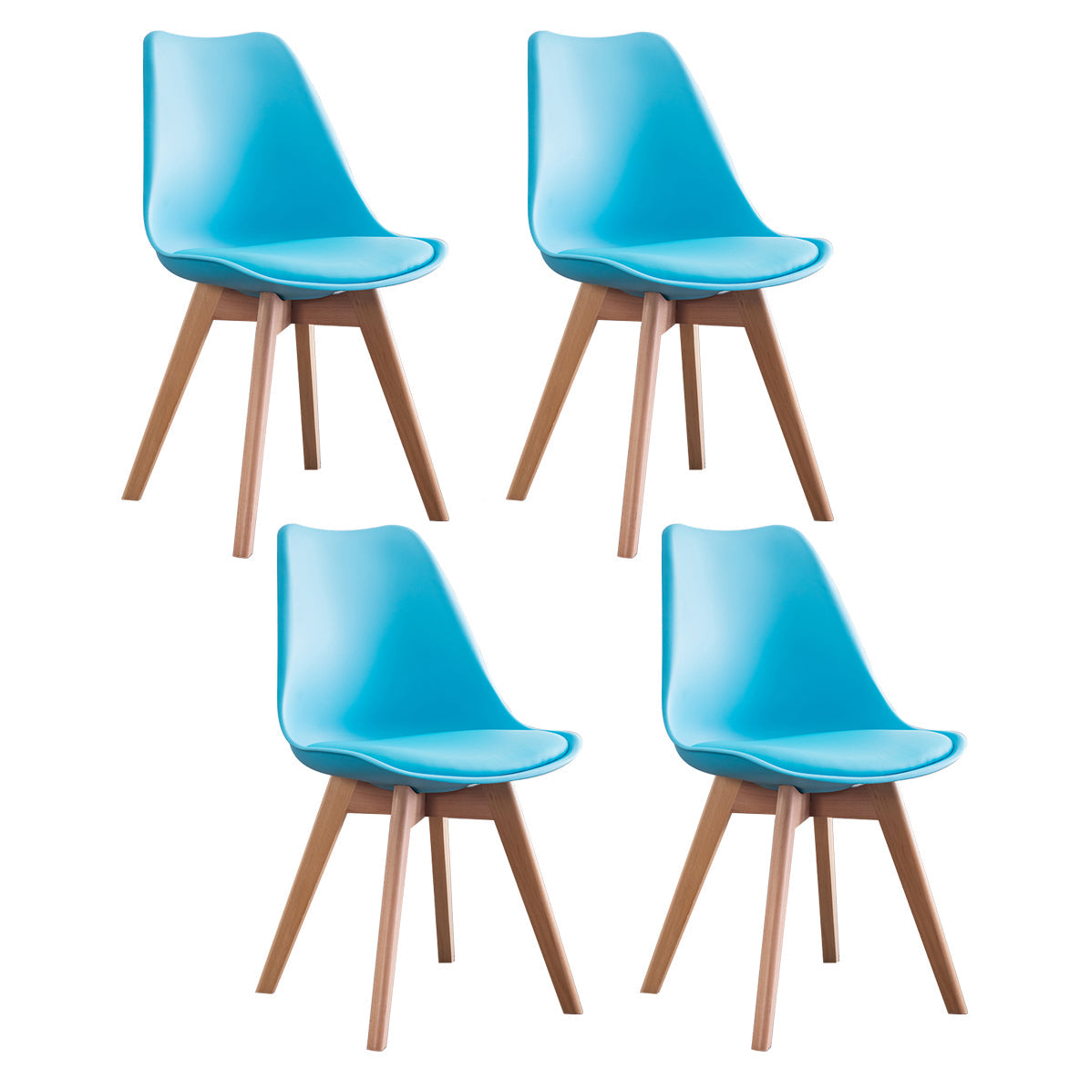 Nordic Glam Style Leather Dining Chair Armless Chair with Wooden Legs for Kitchen Blue Set of 4 Clearhalo ' kitchen&dining_furn' 'Dining Chairs' 'Dining Tables & Seating' 'dining_chair' 'Furniture' 'furniture_dining_chair' 'Kitchen & Dining Furniture' 'kitchen' 3468908