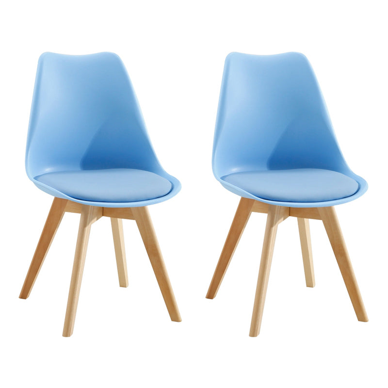 Nordic Glam Style Leather Dining Chair Armless Chair with Wooden Legs for Kitchen Sky Blue Set of 2 Clearhalo ' kitchen&dining_furn' 'Dining Chairs' 'Dining Tables & Seating' 'dining_chair' 'Furniture' 'furniture_dining_chair' 'Kitchen & Dining Furniture' 'kitchen' 3468912