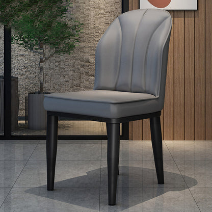 Metal Contemporary Dining Room Chairs Metallic Finish Wingback Side Chairs Dark Gray 1 Piece Black Clearhalo ' kitchen&dining_furn' 'Dining Chairs' 'Dining Tables & Seating' 'dining_chair' 'furn' 'furn_dining_chair' 'Furniture' 'furniture_dining_chair' 'Kitchen & Dining Furniture' 'kitchen' 3468915