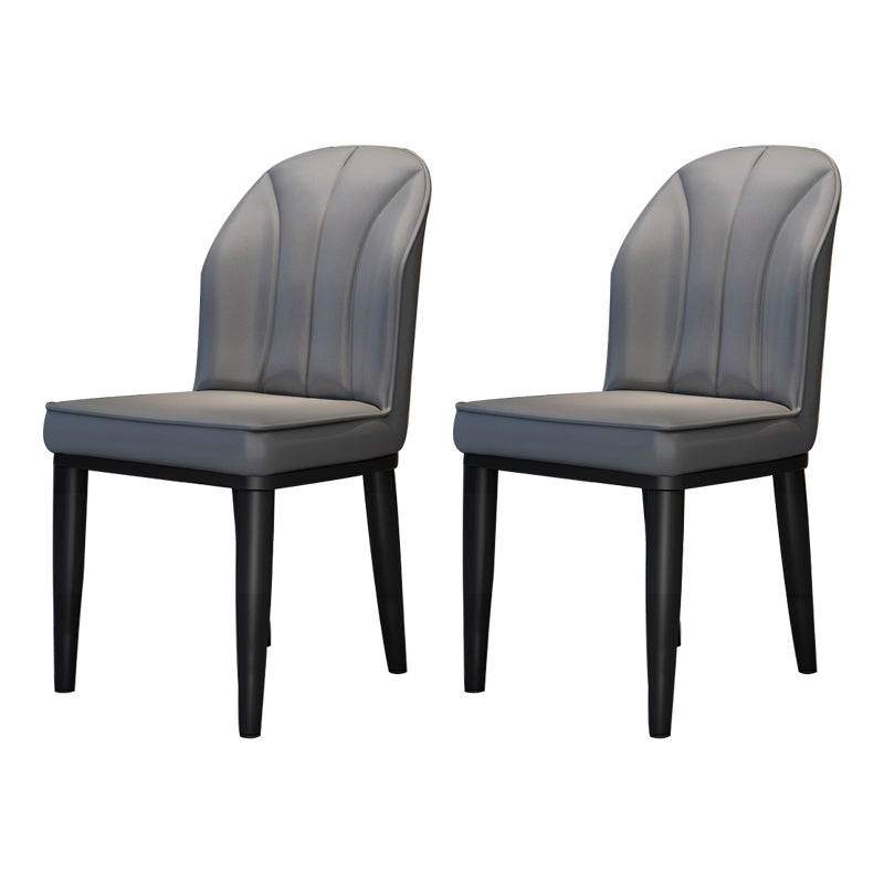 Metal Contemporary Dining Room Chairs Metallic Finish Wingback Side Chairs Dark Gray 2 Piece Set Black Clearhalo ' kitchen&dining_furn' 'Dining Chairs' 'Dining Tables & Seating' 'dining_chair' 'furn' 'furn_dining_chair' 'Furniture' 'furniture_dining_chair' 'Kitchen & Dining Furniture' 'kitchen' 3468917