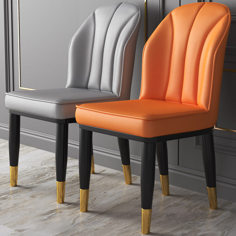 Metal Contemporary Dining Room Chairs Metallic Finish Wingback Side Chairs Clearhalo ' kitchen&dining_furn' 'Dining Chairs' 'Dining Tables & Seating' 'dining_chair' 'furn' 'furn_dining_chair' 'Furniture' 'furniture_dining_chair' 'Kitchen & Dining Furniture' 'kitchen' 3468919