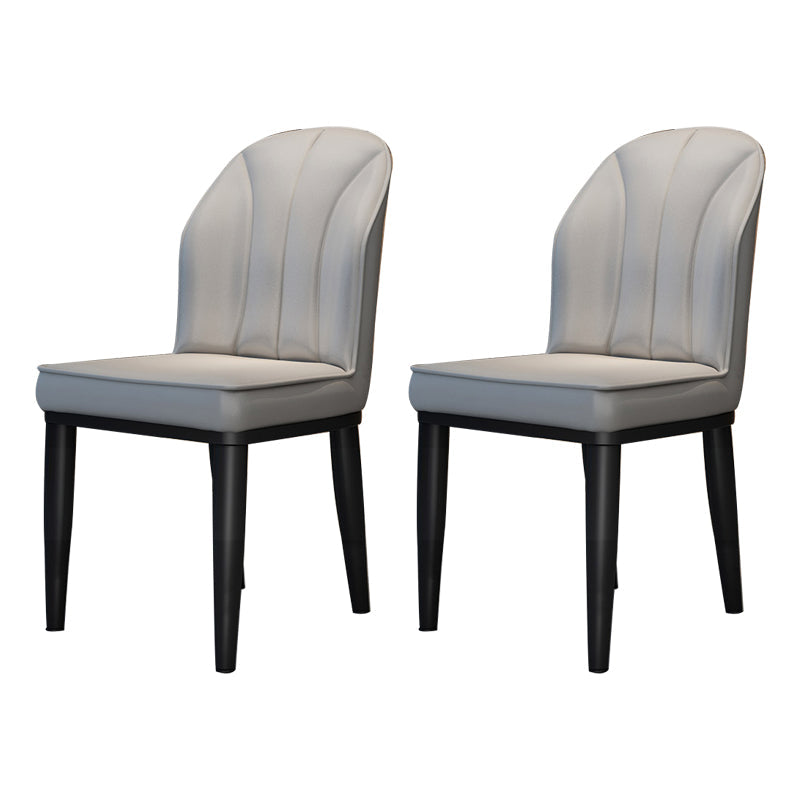 Metal Contemporary Dining Room Chairs Metallic Finish Wingback Side Chairs Light Gray 2 Piece Set Black Clearhalo ' kitchen&dining_furn' 'Dining Chairs' 'Dining Tables & Seating' 'dining_chair' 'furn' 'furn_dining_chair' 'Furniture' 'furniture_dining_chair' 'Kitchen & Dining Furniture' 'kitchen' 3468925
