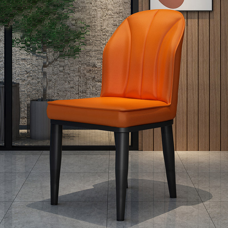 Metal Contemporary Dining Room Chairs Metallic Finish Wingback Side Chairs Orange 1 Piece Black Clearhalo ' kitchen&dining_furn' 'Dining Chairs' 'Dining Tables & Seating' 'dining_chair' 'furn' 'furn_dining_chair' 'Furniture' 'furniture_dining_chair' 'Kitchen & Dining Furniture' 'kitchen' 3468930