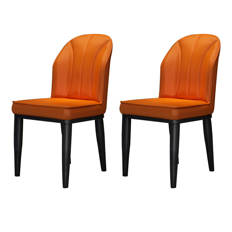 Metal Contemporary Dining Room Chairs Metallic Finish Wingback Side Chairs Orange 2 Piece Set Black Clearhalo ' kitchen&dining_furn' 'Dining Chairs' 'Dining Tables & Seating' 'dining_chair' 'furn' 'furn_dining_chair' 'Furniture' 'furniture_dining_chair' 'Kitchen & Dining Furniture' 'kitchen' 3468932