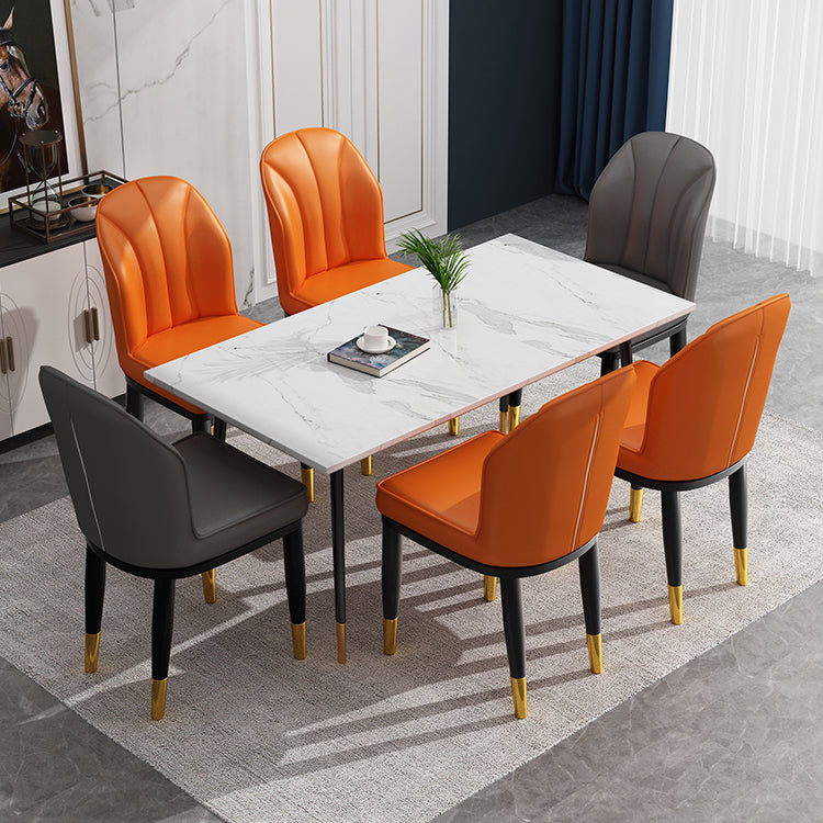 Metal Contemporary Dining Room Chairs Metallic Finish Wingback Side Chairs Clearhalo ' kitchen&dining_furn' 'Dining Chairs' 'Dining Tables & Seating' 'dining_chair' 'furn' 'furn_dining_chair' 'Furniture' 'furniture_dining_chair' 'Kitchen & Dining Furniture' 'kitchen' 3468935