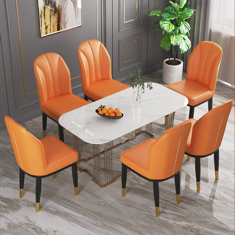Metal Contemporary Dining Room Chairs Metallic Finish Wingback Side Chairs Clearhalo ' kitchen&dining_furn' 'Dining Chairs' 'Dining Tables & Seating' 'dining_chair' 'furn' 'furn_dining_chair' 'Furniture' 'furniture_dining_chair' 'Kitchen & Dining Furniture' 'kitchen' 3468936