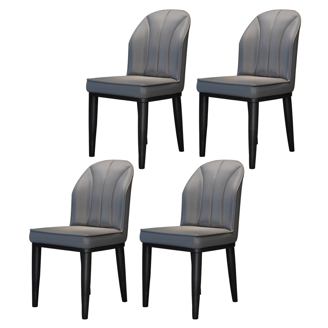 Metal Contemporary Dining Room Chairs Metallic Finish Wingback Side Chairs Dark Gray 4 Piece Set Black Clearhalo ' kitchen&dining_furn' 'Dining Chairs' 'Dining Tables & Seating' 'dining_chair' 'furn' 'furn_dining_chair' 'Furniture' 'furniture_dining_chair' 'Kitchen & Dining Furniture' 'kitchen' 3468940
