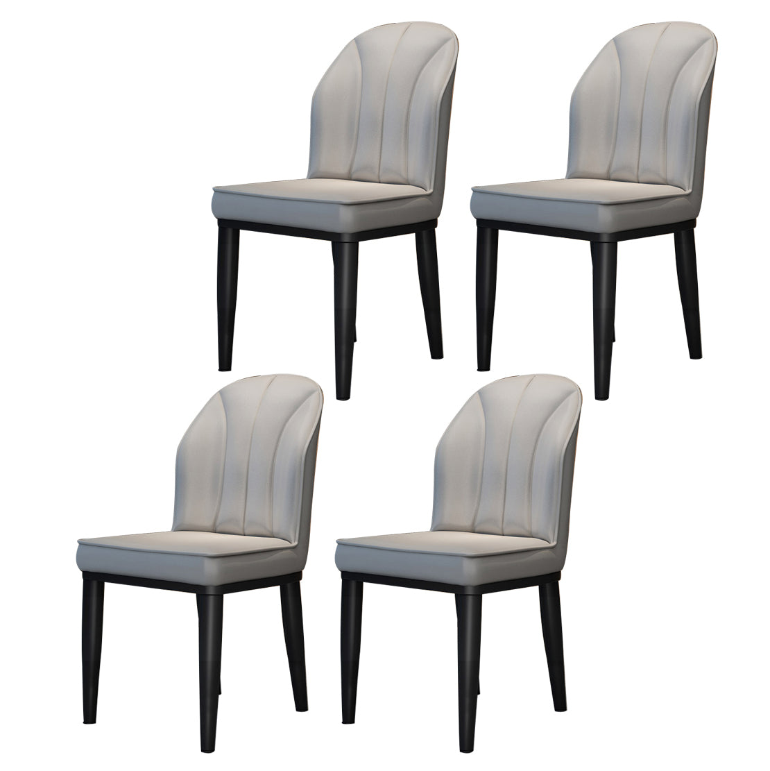 Metal Contemporary Dining Room Chairs Metallic Finish Wingback Side Chairs Light Gray 4 Piece Set Black Clearhalo ' kitchen&dining_furn' 'Dining Chairs' 'Dining Tables & Seating' 'dining_chair' 'furn' 'furn_dining_chair' 'Furniture' 'furniture_dining_chair' 'Kitchen & Dining Furniture' 'kitchen' 3468942
