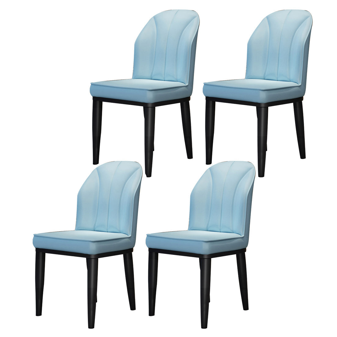 Metal Contemporary Dining Room Chairs Metallic Finish Wingback Side Chairs Blue 4 Piece Set Black Clearhalo ' kitchen&dining_furn' 'Dining Chairs' 'Dining Tables & Seating' 'dining_chair' 'furn' 'furn_dining_chair' 'Furniture' 'furniture_dining_chair' 'Kitchen & Dining Furniture' 'kitchen' 3468945