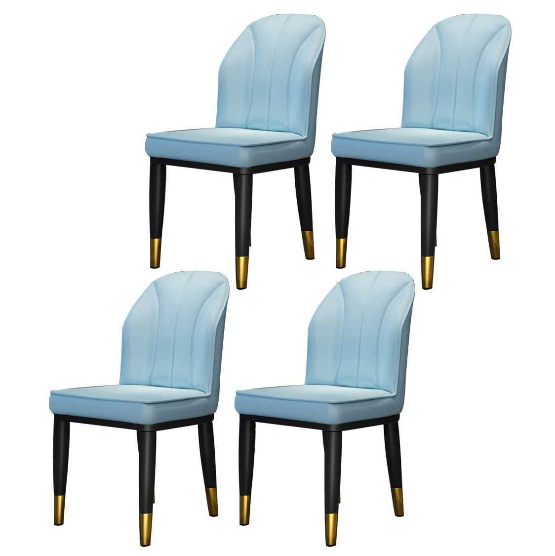 Metal Contemporary Dining Room Chairs Metallic Finish Wingback Side Chairs Blue 4 Piece Set Brass Gold Clearhalo ' kitchen&dining_furn' 'Dining Chairs' 'Dining Tables & Seating' 'dining_chair' 'furn' 'furn_dining_chair' 'Furniture' 'furniture_dining_chair' 'Kitchen & Dining Furniture' 'kitchen' 3468946