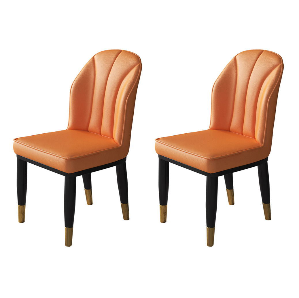 Metal Contemporary Dining Room Chairs Metallic Finish Wingback Side Chairs Orange 2 Piece Set Brass Gold Clearhalo ' kitchen&dining_furn' 'Dining Chairs' 'Dining Tables & Seating' 'dining_chair' 'furn' 'furn_dining_chair' 'Furniture' 'furniture_dining_chair' 'Kitchen & Dining Furniture' 'kitchen' 3468947