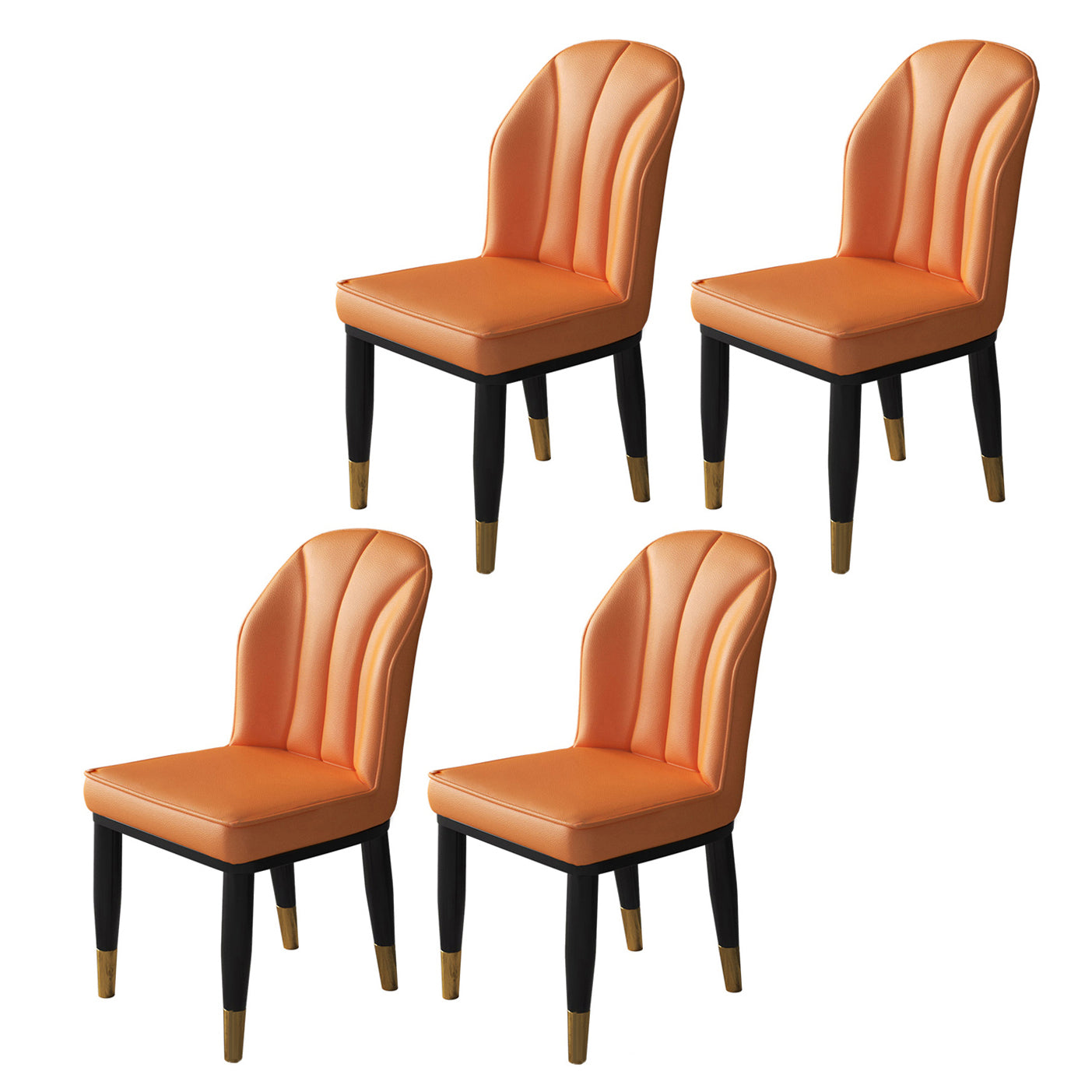 Metal Contemporary Dining Room Chairs Metallic Finish Wingback Side Chairs Orange 4 Piece Set Brass Gold Clearhalo ' kitchen&dining_furn' 'Dining Chairs' 'Dining Tables & Seating' 'dining_chair' 'furn' 'furn_dining_chair' 'Furniture' 'furniture_dining_chair' 'Kitchen & Dining Furniture' 'kitchen' 3468948
