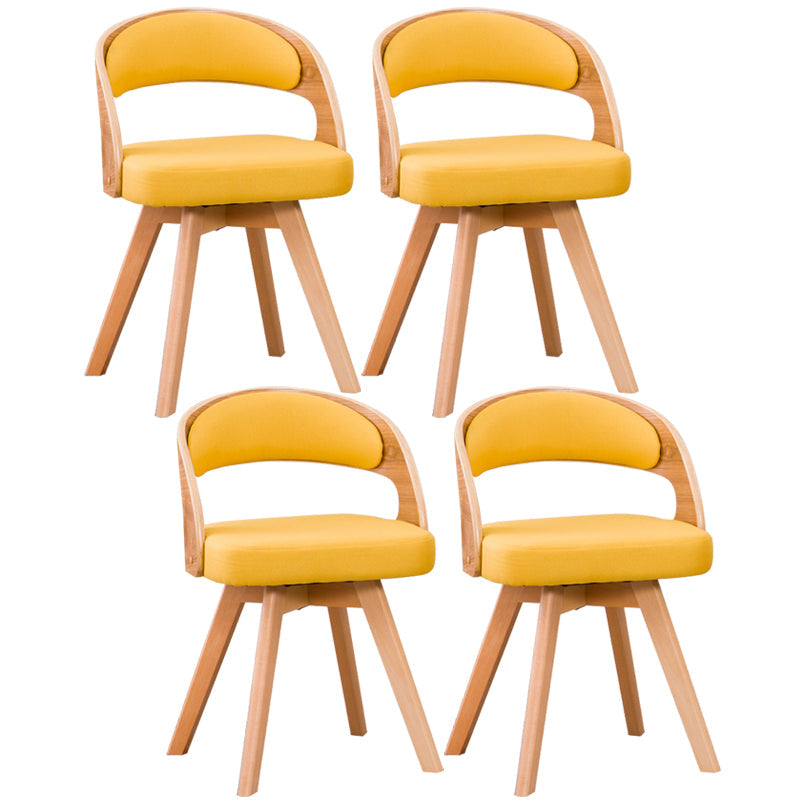 Contemporary Style Dining Chair Solid Wood Open Back Side Chair of 17" Wide for Home Yellow 4 Piece Set Clearhalo ' kitchen&dining_furn' 'Dining Chairs' 'Dining Tables & Seating' 'dining_chair' 'furn' 'furn_dining_chair' 'Furniture' 'furniture_dining_chair' 'Kitchen & Dining Furniture' 'kitchen' 3468952