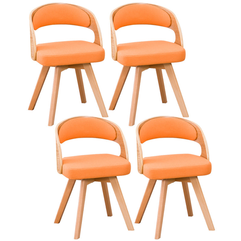 Contemporary Style Dining Chair Solid Wood Open Back Side Chair of 17" Wide for Home Orange 4 Piece Set Clearhalo ' kitchen&dining_furn' 'Dining Chairs' 'Dining Tables & Seating' 'dining_chair' 'furn' 'furn_dining_chair' 'Furniture' 'furniture_dining_chair' 'Kitchen & Dining Furniture' 'kitchen' 3468956