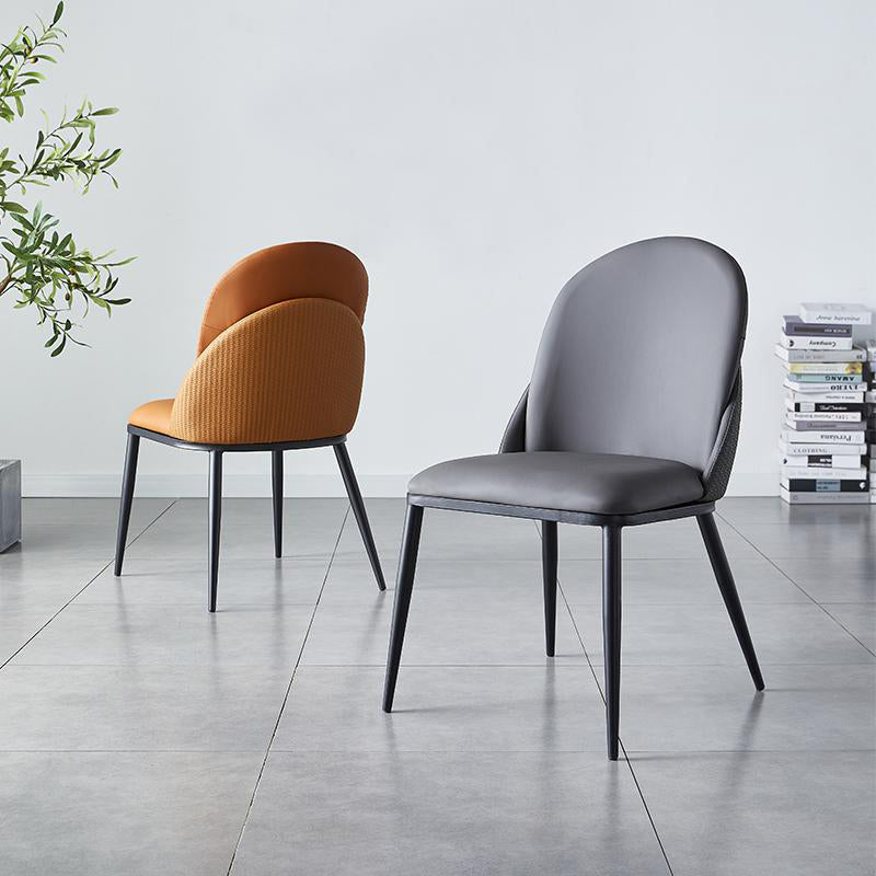 Nordic Style Kitchen Leather Dining Chair Armless Dining Chairs with Metal Legs Clearhalo ' kitchen&dining_furn' 'Dining Chairs' 'Dining Tables & Seating' 'dining_chair' 'furn' 'furn_dining_chair' 'Furniture' 'furniture_dining_chair' 'Kitchen & Dining Furniture' 'kitchen' 3468978