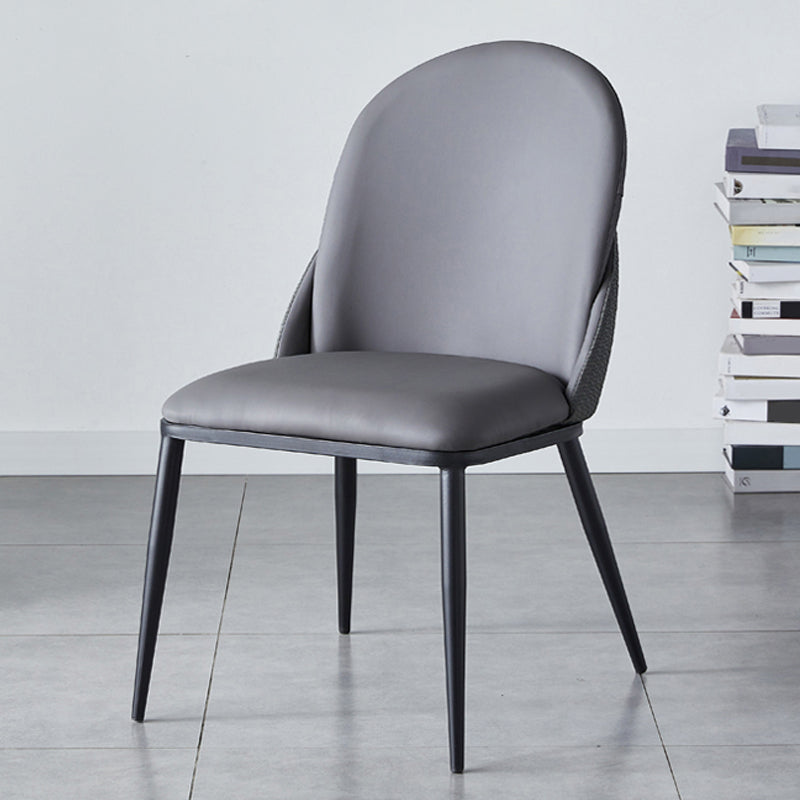 Nordic Style Kitchen Leather Dining Chair Armless Dining Chairs with Metal Legs Dark Gray 1 Piece Clearhalo ' kitchen&dining_furn' 'Dining Chairs' 'Dining Tables & Seating' 'dining_chair' 'furn' 'furn_dining_chair' 'Furniture' 'furniture_dining_chair' 'Kitchen & Dining Furniture' 'kitchen' 3468979