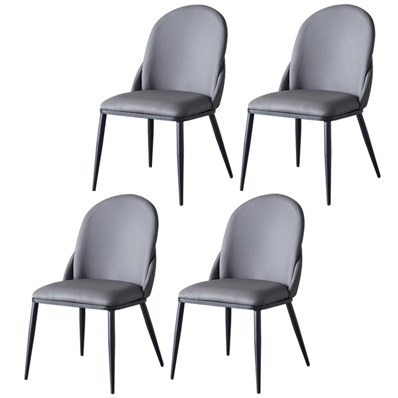 Nordic Style Kitchen Leather Dining Chair Armless Dining Chairs with Metal Legs Dark Gray 4 Piece Set Clearhalo ' kitchen&dining_furn' 'Dining Chairs' 'Dining Tables & Seating' 'dining_chair' 'furn' 'furn_dining_chair' 'Furniture' 'furniture_dining_chair' 'Kitchen & Dining Furniture' 'kitchen' 3468983