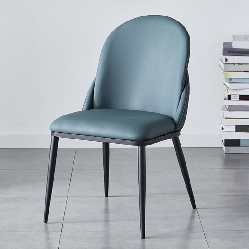 Nordic Style Kitchen Leather Dining Chair Armless Dining Chairs with Metal Legs Blue-Green 1 Piece Clearhalo ' kitchen&dining_furn' 'Dining Chairs' 'Dining Tables & Seating' 'dining_chair' 'furn' 'furn_dining_chair' 'Furniture' 'furniture_dining_chair' 'Kitchen & Dining Furniture' 'kitchen' 3468984