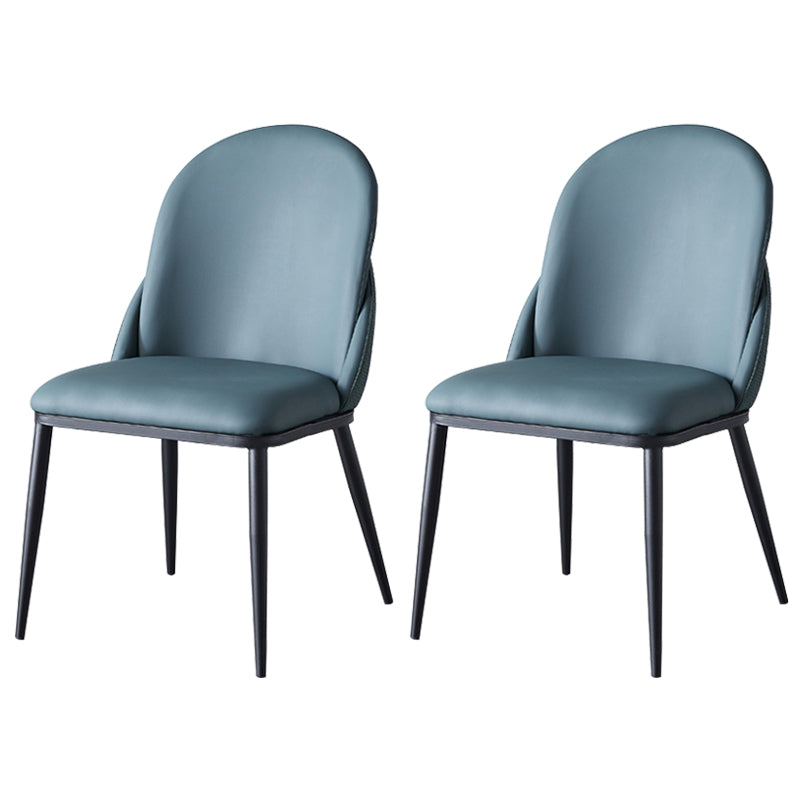 Nordic Style Kitchen Leather Dining Chair Armless Dining Chairs with Metal Legs Blue-Green 2 Piece Set Clearhalo ' kitchen&dining_furn' 'Dining Chairs' 'Dining Tables & Seating' 'dining_chair' 'furn' 'furn_dining_chair' 'Furniture' 'furniture_dining_chair' 'Kitchen & Dining Furniture' 'kitchen' 3468986
