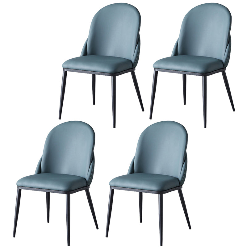 Nordic Style Kitchen Leather Dining Chair Armless Dining Chairs with Metal Legs Blue-Green 4 Piece Set Clearhalo ' kitchen&dining_furn' 'Dining Chairs' 'Dining Tables & Seating' 'dining_chair' 'furn' 'furn_dining_chair' 'Furniture' 'furniture_dining_chair' 'Kitchen & Dining Furniture' 'kitchen' 3468988