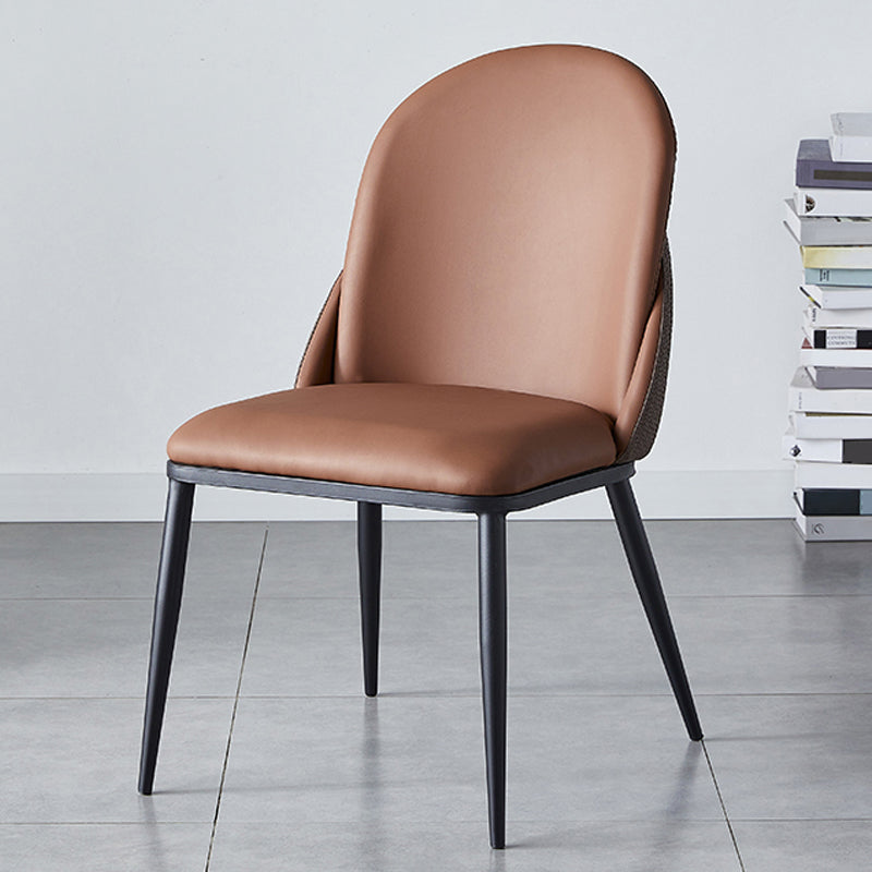 Nordic Style Kitchen Leather Dining Chair Armless Dining Chairs with Metal Legs Dark Brown 1 Piece Clearhalo ' kitchen&dining_furn' 'Dining Chairs' 'Dining Tables & Seating' 'dining_chair' 'furn' 'furn_dining_chair' 'Furniture' 'furniture_dining_chair' 'Kitchen & Dining Furniture' 'kitchen' 3468990