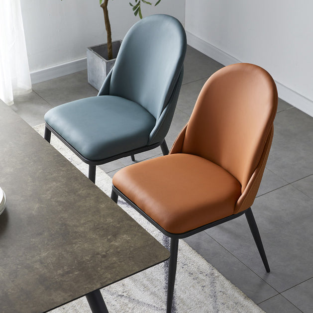 Nordic Style Kitchen Leather Dining Chair Armless Dining Chairs with Metal Legs Clearhalo ' kitchen&dining_furn' 'Dining Chairs' 'Dining Tables & Seating' 'dining_chair' 'furn' 'furn_dining_chair' 'Furniture' 'furniture_dining_chair' 'Kitchen & Dining Furniture' 'kitchen' 3468999