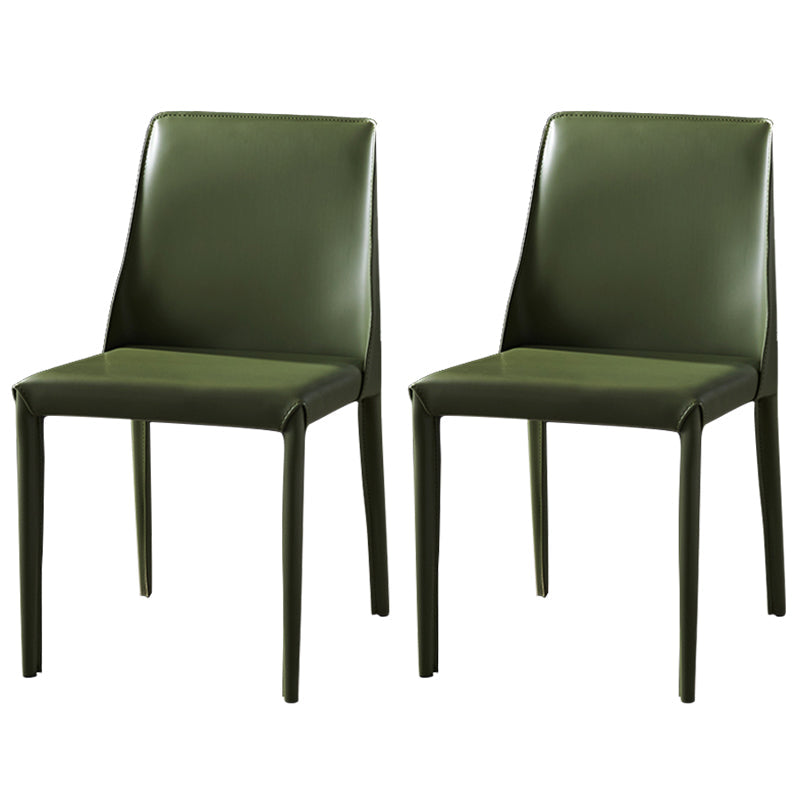 Modern Dining Room Armless Dining Chairs Multicolor Leather Side Chair Green 2 Piece Set Clearhalo ' kitchen&dining_furn' 'Dining Chairs' 'Dining Tables & Seating' 'dining_chair' 'furn' 'furn_dining_chair' 'Furniture' 'furniture_dining_chair' 'Kitchen & Dining Furniture' 'kitchen' 3469002