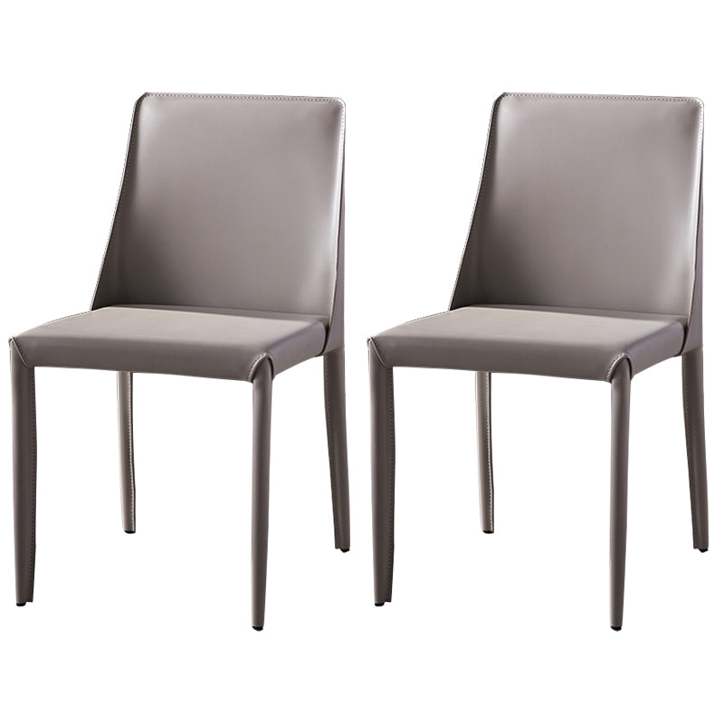 Modern Dining Room Armless Dining Chairs Multicolor Leather Side Chair Silver Gray 2 Piece Set Clearhalo ' kitchen&dining_furn' 'Dining Chairs' 'Dining Tables & Seating' 'dining_chair' 'furn' 'furn_dining_chair' 'Furniture' 'furniture_dining_chair' 'Kitchen & Dining Furniture' 'kitchen' 3469008