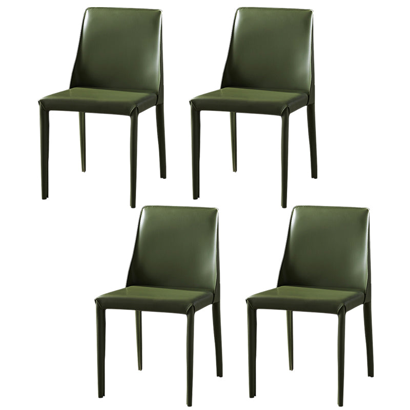 Modern Dining Room Armless Dining Chairs Multicolor Leather Side Chair Green 4 Piece Set Clearhalo ' kitchen&dining_furn' 'Dining Chairs' 'Dining Tables & Seating' 'dining_chair' 'furn' 'furn_dining_chair' 'Furniture' 'furniture_dining_chair' 'Kitchen & Dining Furniture' 'kitchen' 3469018